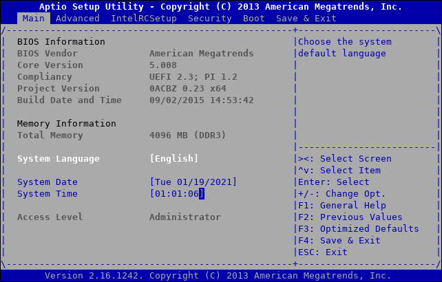 Kerio BIOS Screen